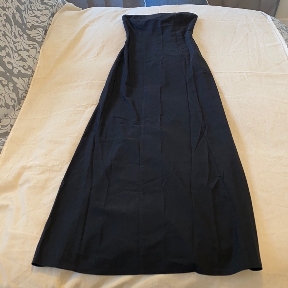 Parallel Black Long Strapless Dress